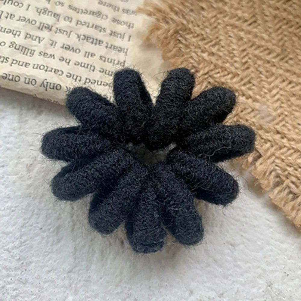 Winter Furry Telephone Wire Hair Tie Large Size Spiral Shape Rubber Elastic Hair Band Women Accessories