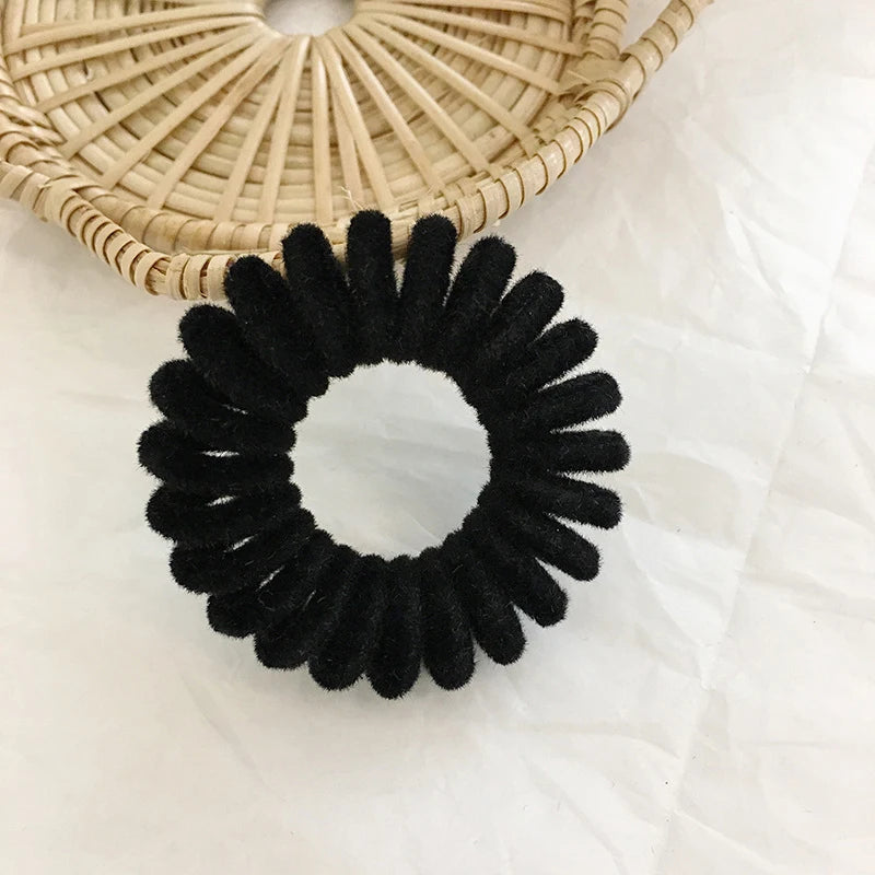 Winter Furry Telephone Wire Hair Tie Large Size Spiral Shape Rubber Elastic Hair Band Women Accessories