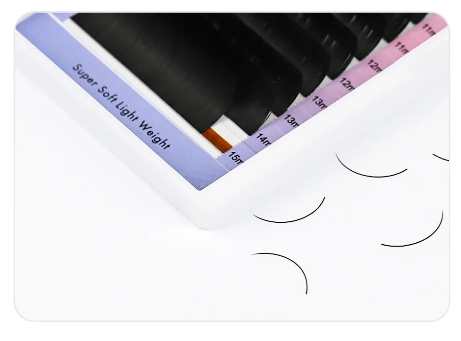 AGUUD Ellipse Flat False Eyelash Extensions Natural Soft Split-Tip Faux Mink Lashes Individual Soft Eyelashes B C CC D DD Cur