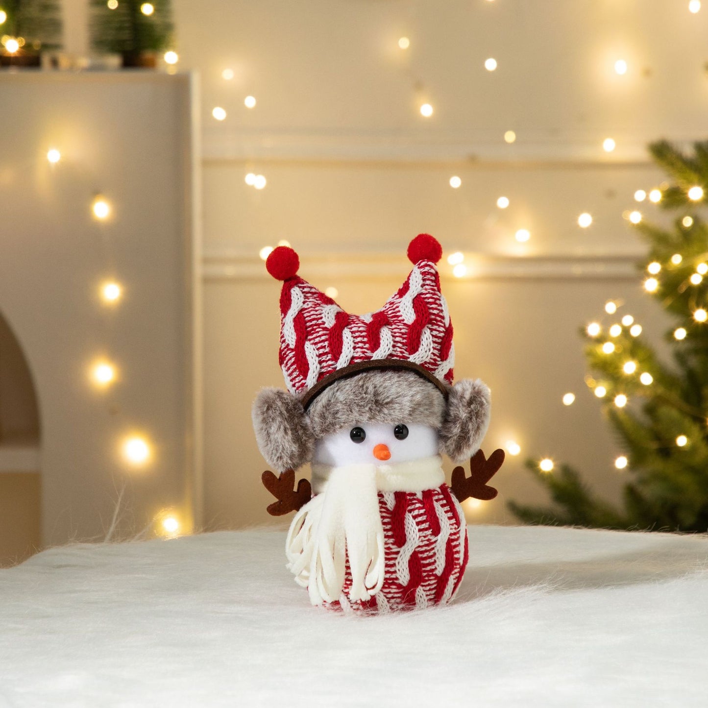 Cross-Border Antler Snowman Doll Christmas Decorations Cute Snowman Doll Christmas Ornaments Christmas Tree Decorations