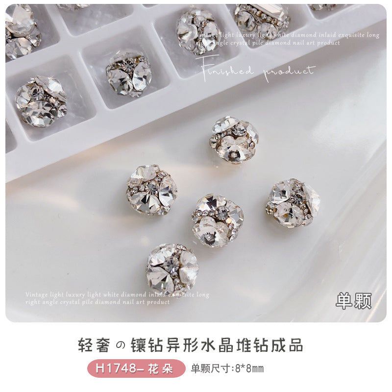 White-transparent finished pile drill nail art accessories high-level hand pile drill ball flash full drill large right angle nail drill accessories