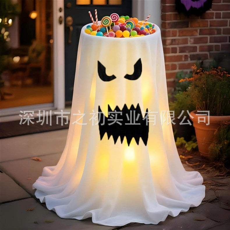 Halloween ghost fruit plate ornament, glowing door decoration, pumpkin bucket, candy bucket, cute outdoor decoration