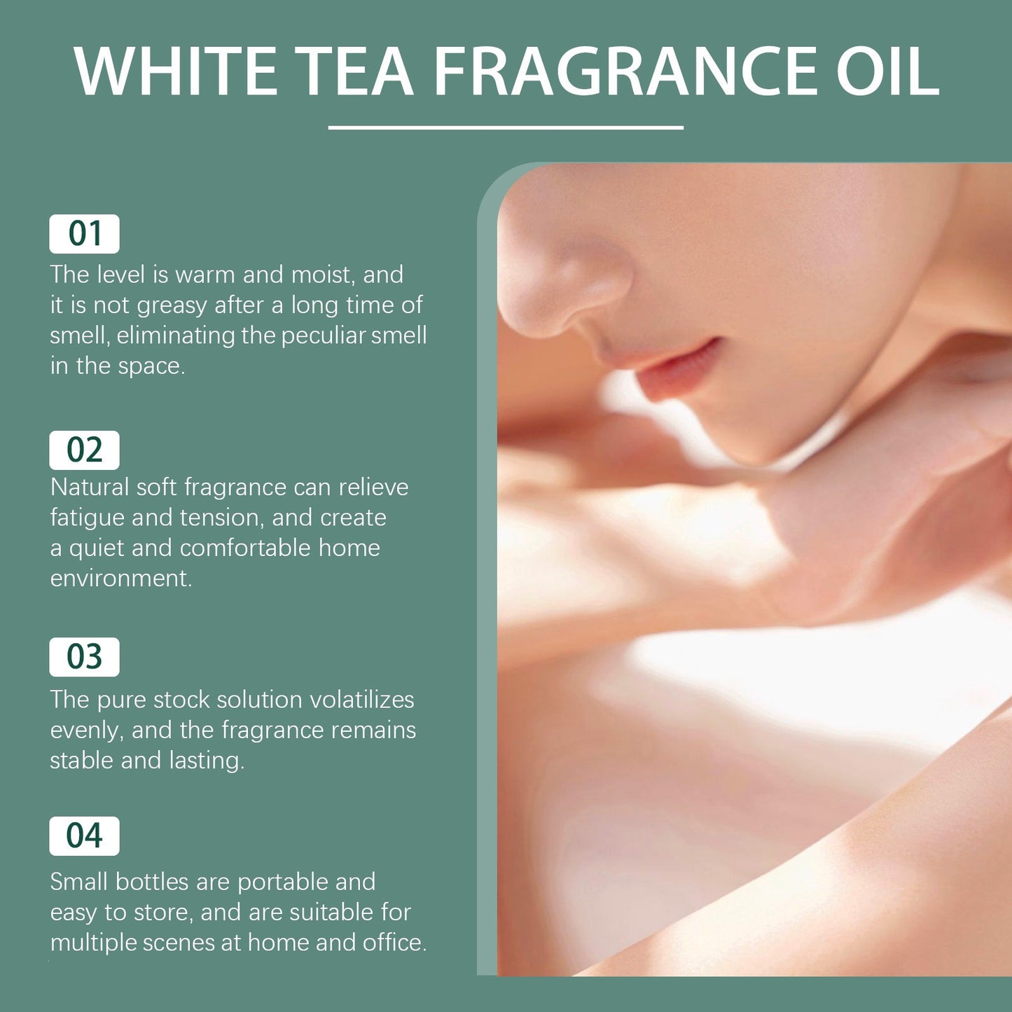 Jaysuing White Tea Fragrance Essential Oil, Long-Lasting Fragrance for Daily Commuting and Dating, Fresh and Skin-Friendly Atmosphere Perfume