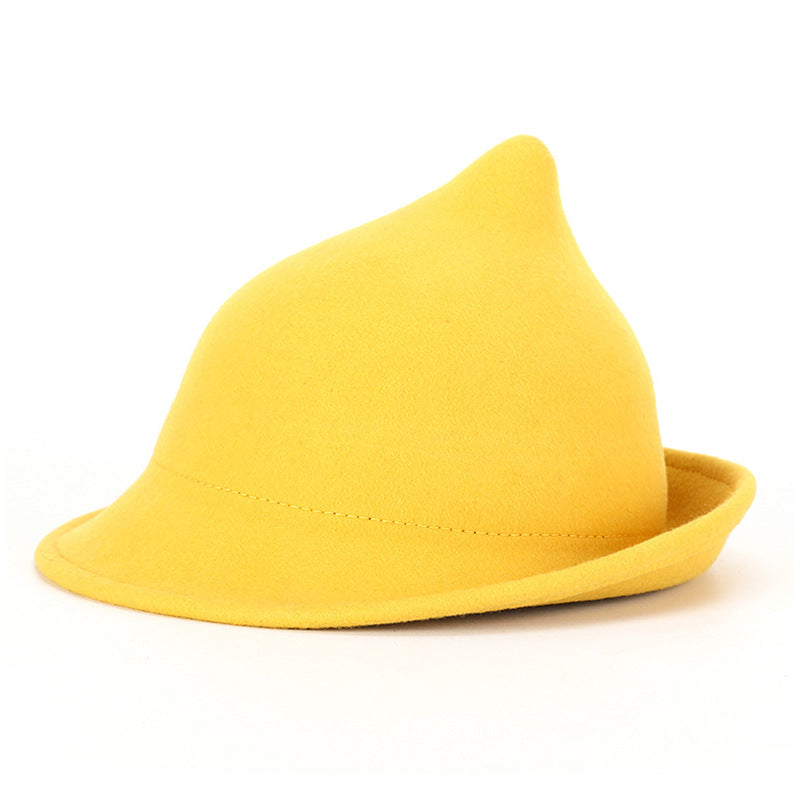 European and American Personalized Magic Hat Pointed Felt Hat Magic Hat Halloween Stage Performance Hat Rolled Edge Wool Witch Hat