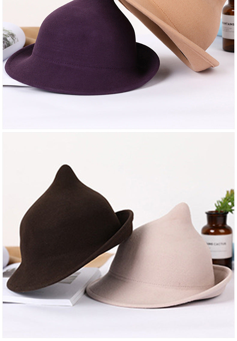 European and American Personalized Magic Hat Pointed Felt Hat Magic Hat Halloween Stage Performance Hat Rolled Edge Wool Witch Hat