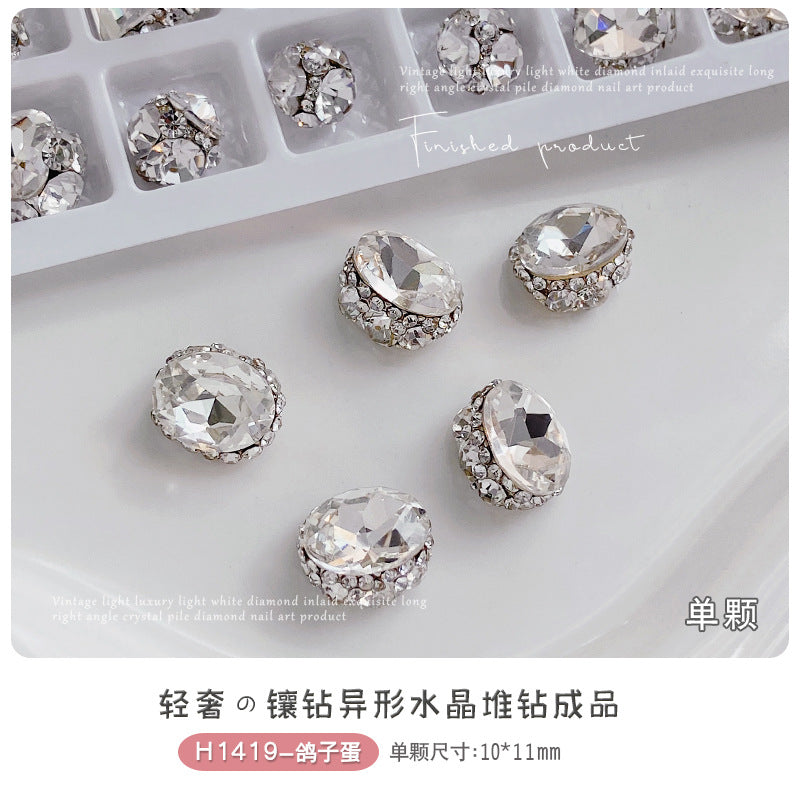 White-transparent finished pile drill nail art accessories high-level hand pile drill ball flash full drill large right angle nail drill accessories
