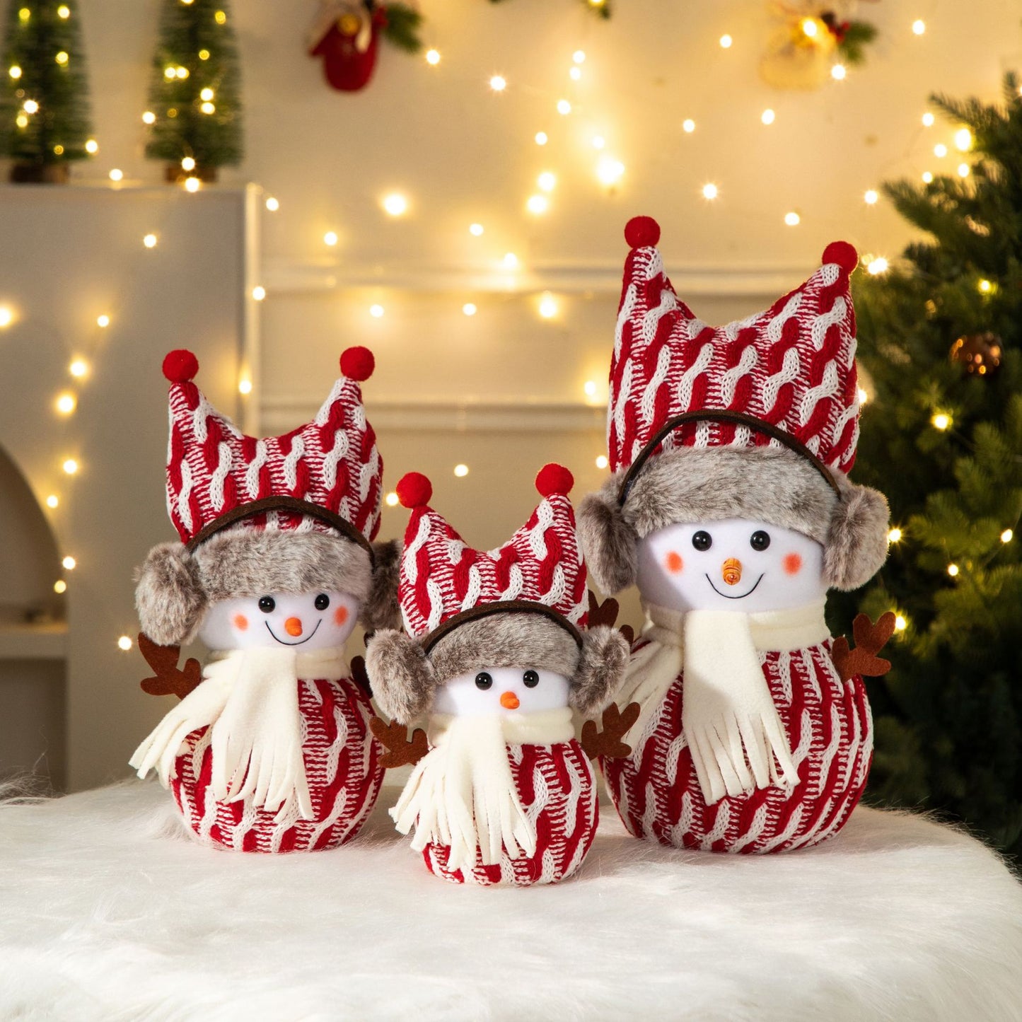 Cross-Border Antler Snowman Doll Christmas Decorations Cute Snowman Doll Christmas Ornaments Christmas Tree Decorations