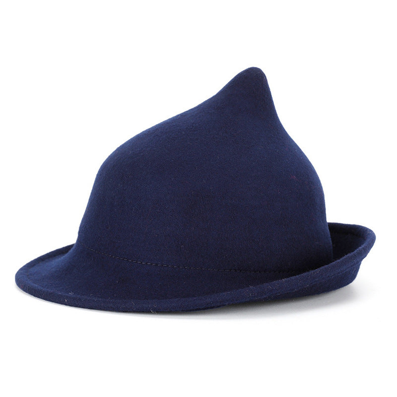 European and American Personalized Magic Hat Pointed Felt Hat Magic Hat Halloween Stage Performance Hat Rolled Edge Wool Witch Hat
