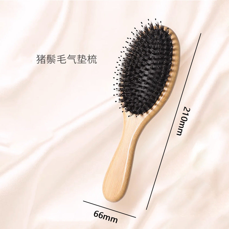 Natural and Authentic Boar Bristle Air Cushion Comb Air Bag Massage Comb Scalp Meridian Fluffy Bamboo Comb Beech Wood Comb Wholesale