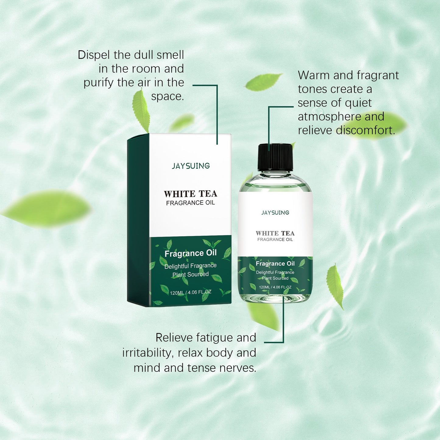 Jaysuing White Tea Fragrance Essential Oil, Long-Lasting Fragrance for Daily Commuting and Dating, Fresh and Skin-Friendly Atmosphere Perfume