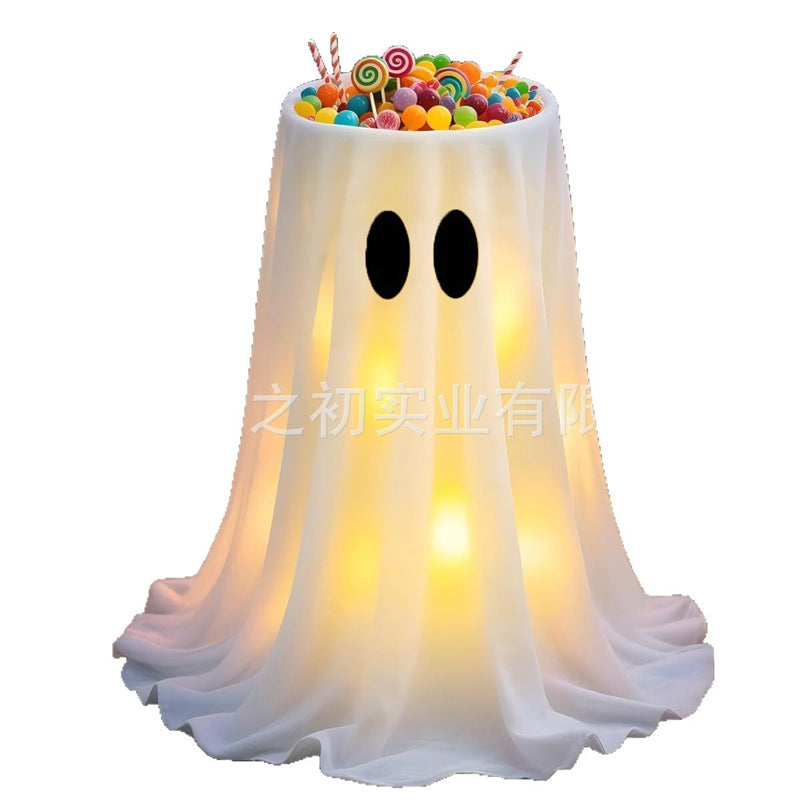 Halloween ghost fruit plate ornament, glowing door decoration, pumpkin bucket, candy bucket, cute outdoor decoration