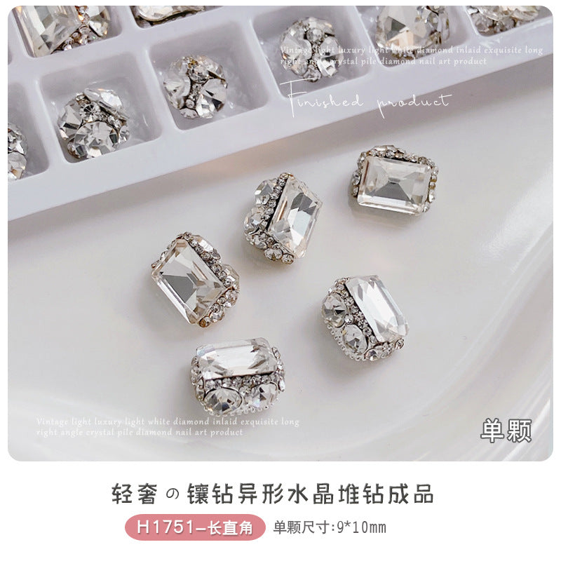White-transparent finished pile drill nail art accessories high-level hand pile drill ball flash full drill large right angle nail drill accessories