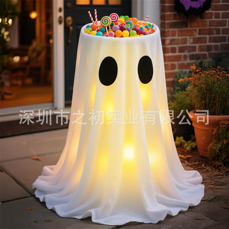 Halloween ghost fruit plate ornament, glowing door decoration, pumpkin bucket, candy bucket, cute outdoor decoration