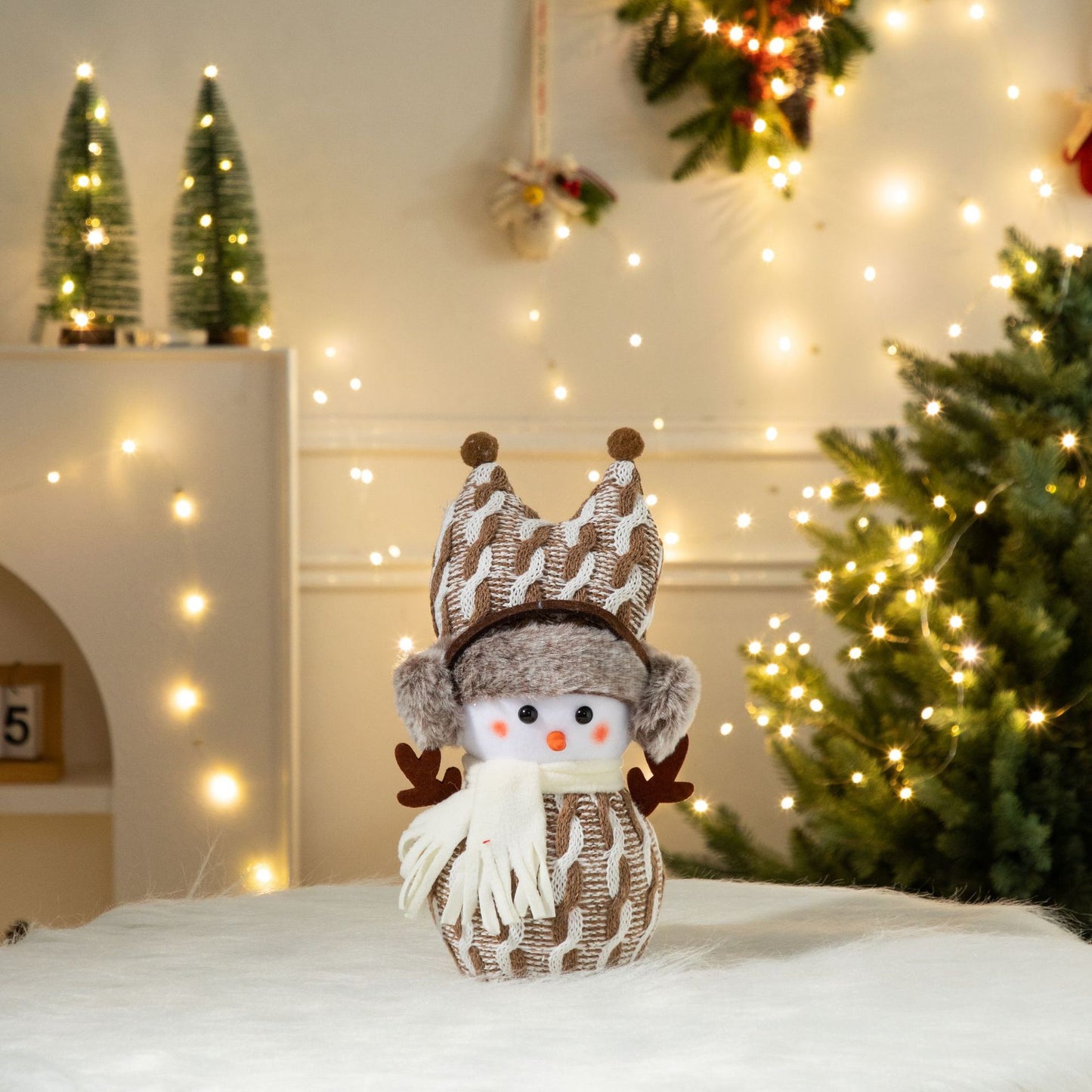 Cross-Border Antler Snowman Doll Christmas Decorations Cute Snowman Doll Christmas Ornaments Christmas Tree Decorations