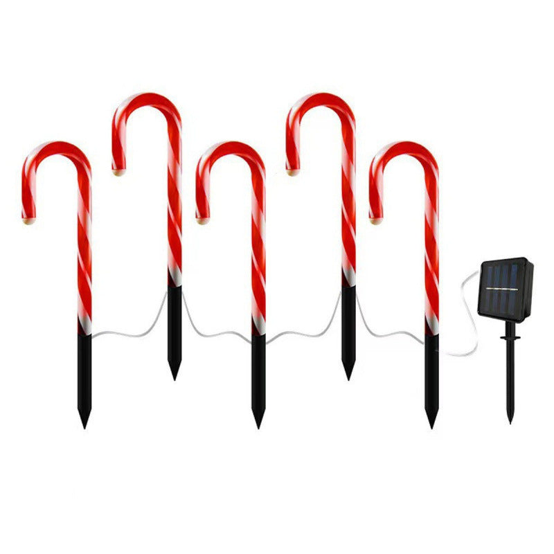 Cross-Border Led Solar Christmas Decoration Cane Light String Lawn Candy Snowflake Ground Lights Garden Lights Outdoor
