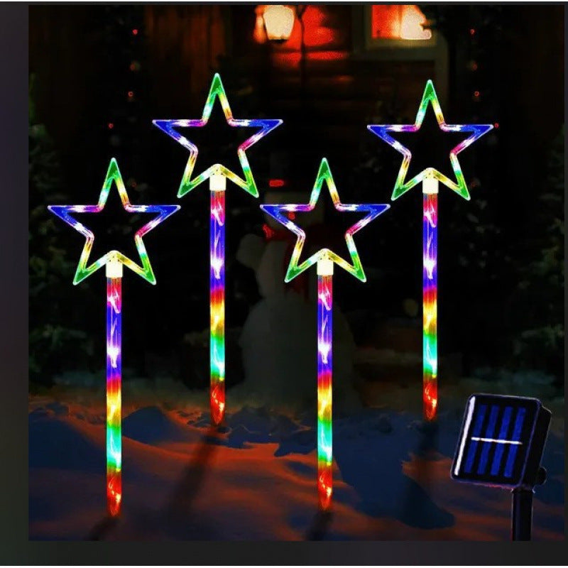 Cross-Border Led Solar Christmas Decoration Cane Light String Lawn Candy Snowflake Ground Lights Garden Lights Outdoor