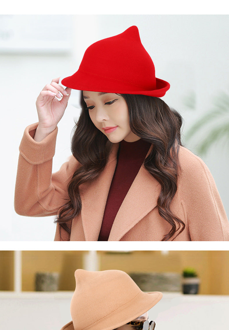 European and American Personalized Magic Hat Pointed Felt Hat Magic Hat Halloween Stage Performance Hat Rolled Edge Wool Witch Hat