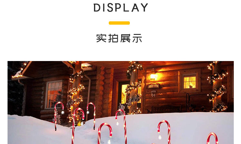 Cross-Border Led Solar Christmas Decoration Cane Light String Lawn Candy Snowflake Ground Lights Garden Lights Outdoor