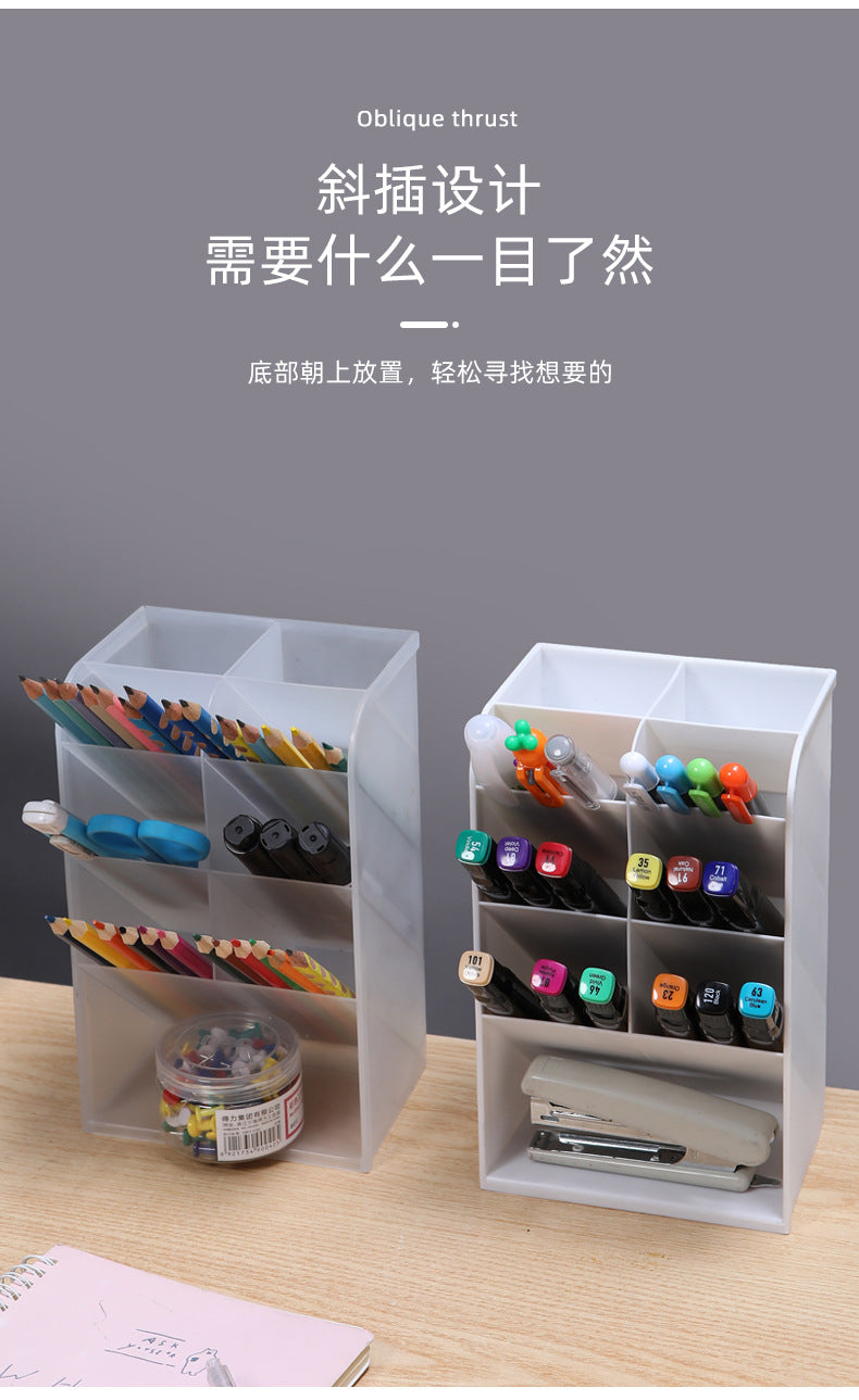 Oblique Pen Holder Desk Student Office Desktop Rack Children and Girls Stationery Storage Box Multifunctional Decoration Pen Holder