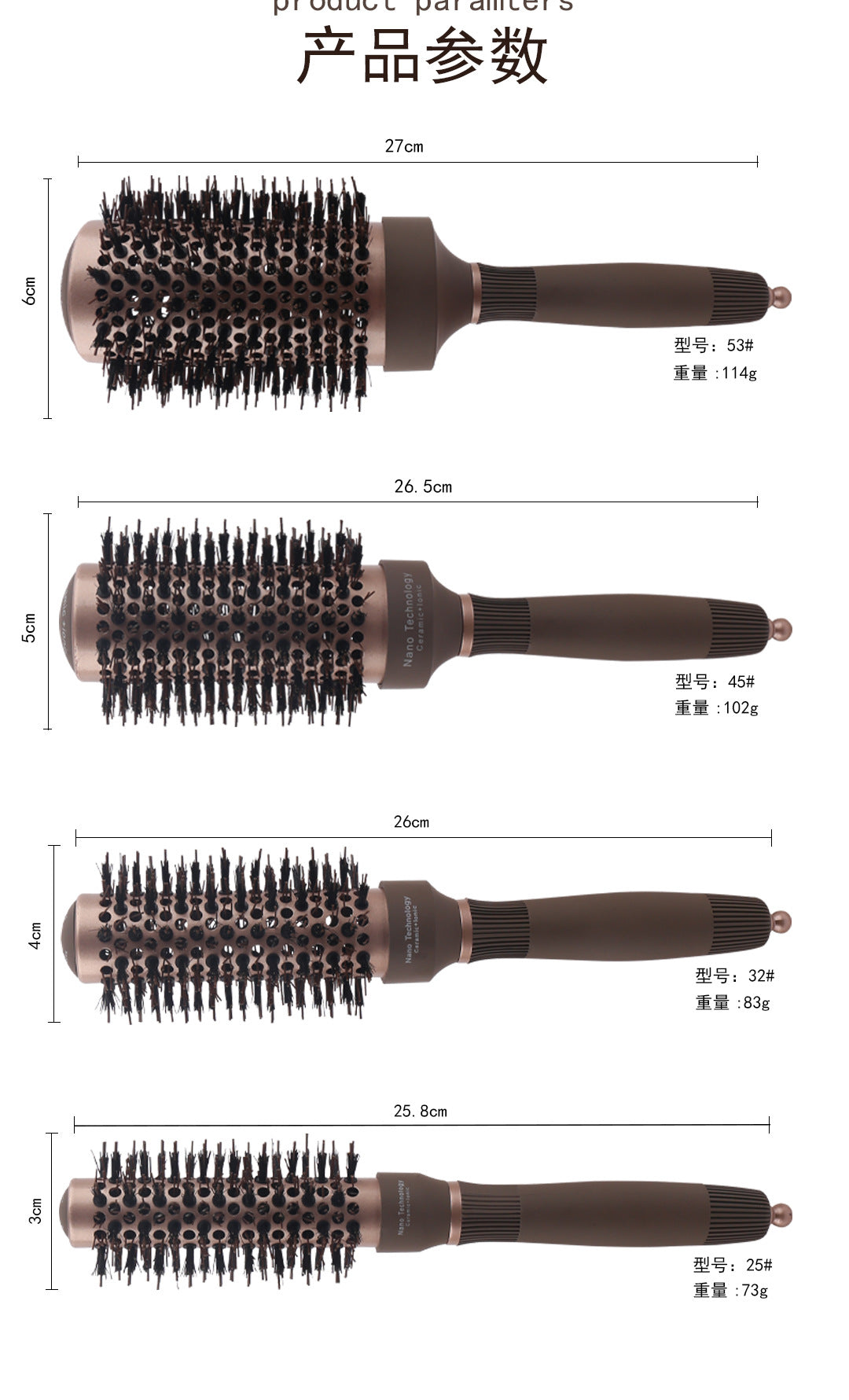 Pig Mane Hot Selling Roll Comb Round Comb Ceramic Roll Comb Four Series Roll Comb Large Pack Aluminum Tube Roll Comb Air Comb
