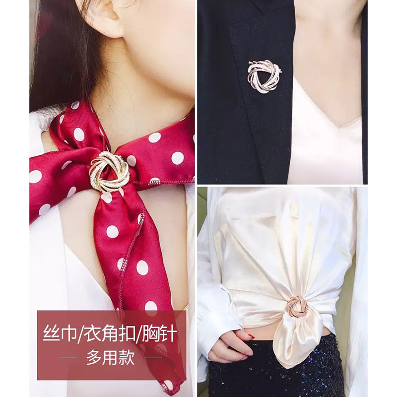 Silk Scarf Buckle High-end All-match Temperament Scarf Suit Pin Corner Knot Decorative Buckle Winter Accessories Brooch for Women