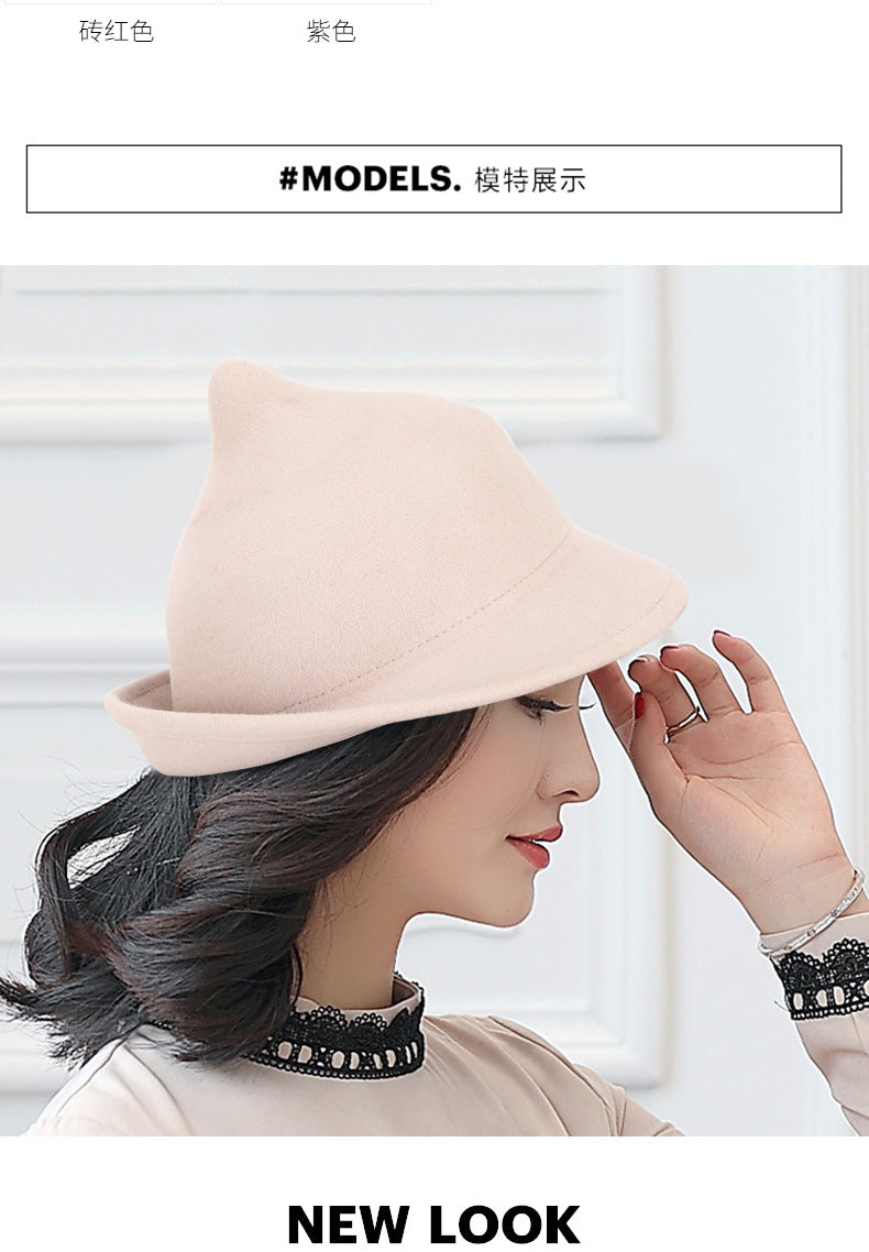 European and American Personalized Magic Hat Pointed Felt Hat Magic Hat Halloween Stage Performance Hat Rolled Edge Wool Witch Hat