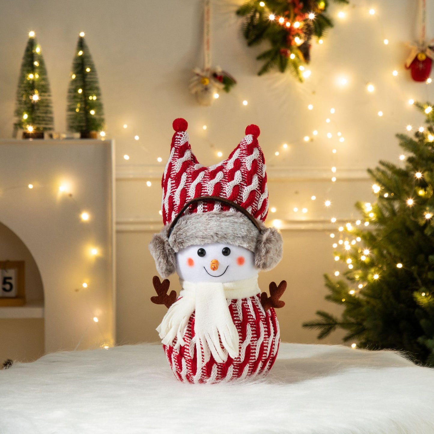 Cross-Border Antler Snowman Doll Christmas Decorations Cute Snowman Doll Christmas Ornaments Christmas Tree Decorations