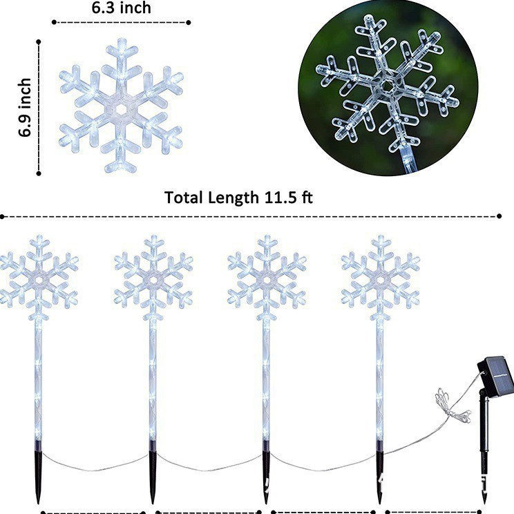 Cross-Border Led Solar Christmas Decoration Cane Light String Lawn Candy Snowflake Ground Lights Garden Lights Outdoor