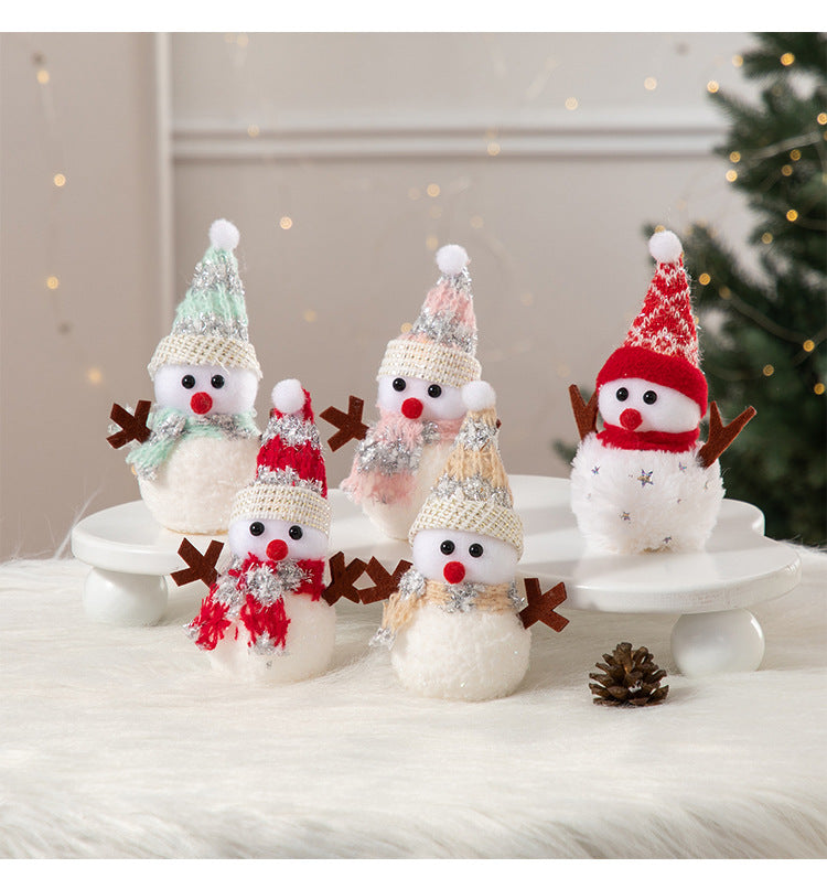 Cross-Border Antler Snowman Doll Christmas Decorations Cute Snowman Doll Christmas Ornaments Christmas Tree Decorations