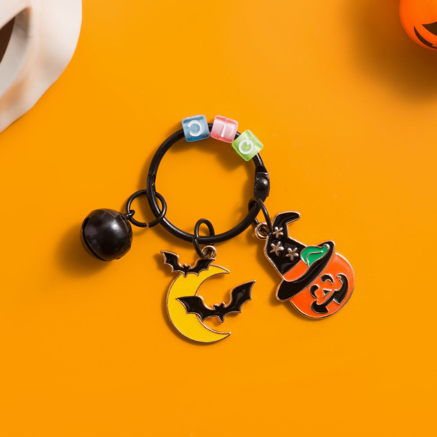 Creative Cartoon Metal Spider Pendant Halloween DIY Funny Pumpkin Doll Keychain Bag Hanging Small Gifts