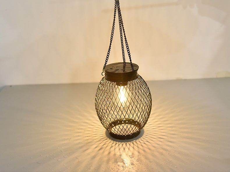 Solar Lights, Cross-Border Iron Lanterns, Garden Waterproof Mesh Woven Lights, Courtyard Decorative Lights, Solar Garden Hanging Lights