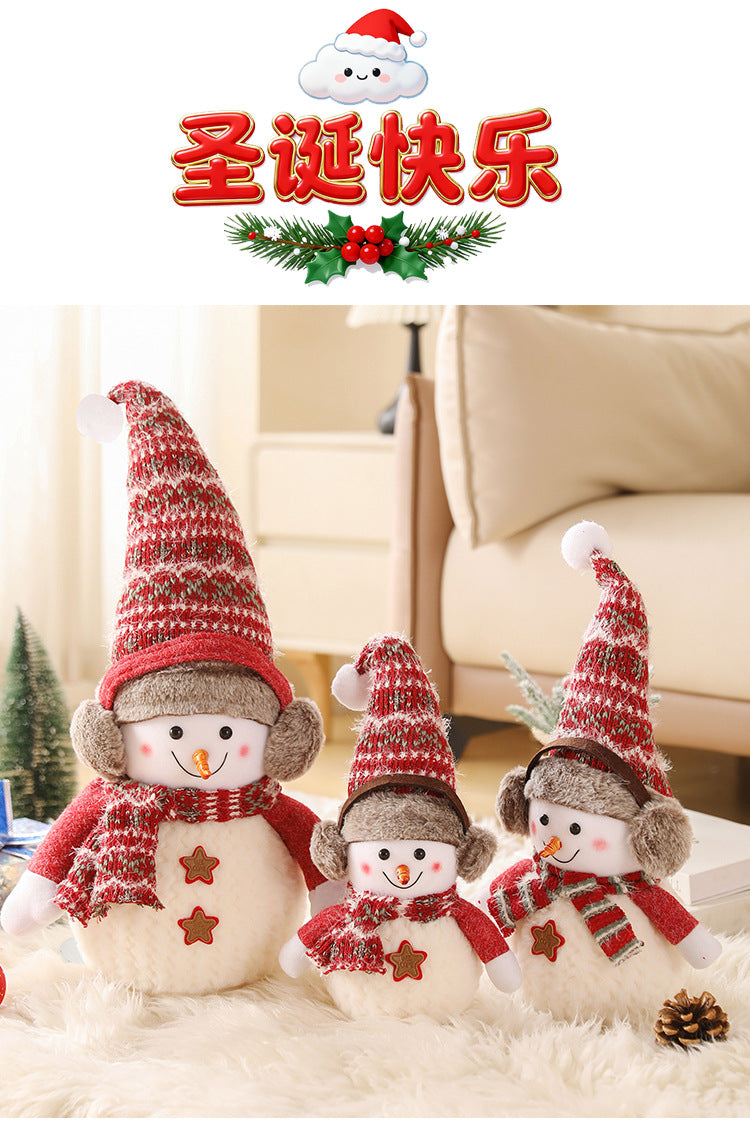 Cross-Border Antler Snowman Doll Christmas Decorations Cute Snowman Doll Christmas Ornaments Christmas Tree Decorations