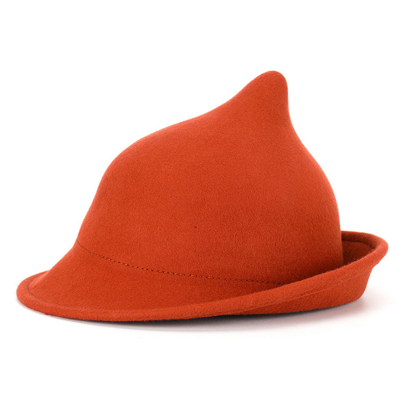 European and American Personalized Magic Hat Pointed Felt Hat Magic Hat Halloween Stage Performance Hat Rolled Edge Wool Witch Hat