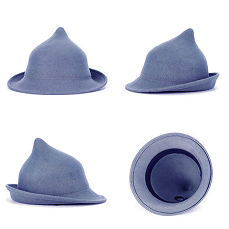 European and American Personalized Magic Hat Pointed Felt Hat Magic Hat Halloween Stage Performance Hat Rolled Edge Wool Witch Hat