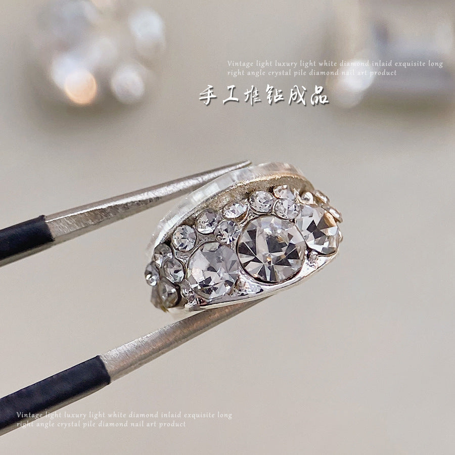 White-transparent finished pile drill nail art accessories high-level hand pile drill ball flash full drill large right angle nail drill accessories