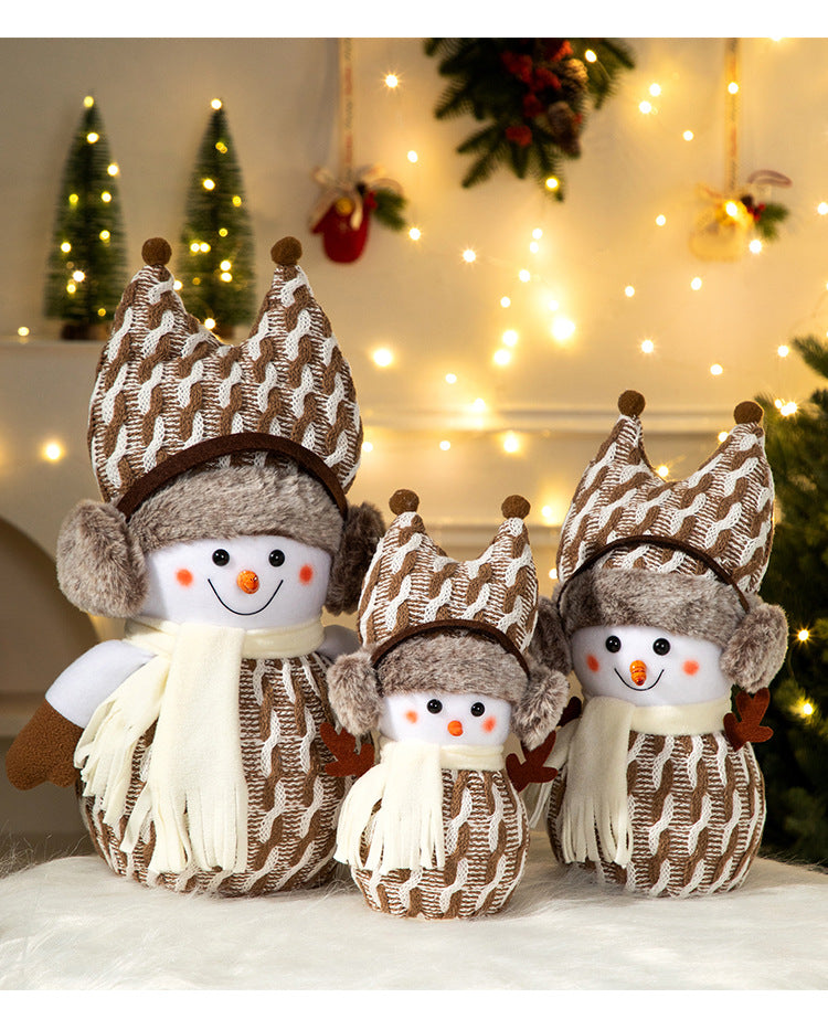 Cross-Border Antler Snowman Doll Christmas Decorations Cute Snowman Doll Christmas Ornaments Christmas Tree Decorations