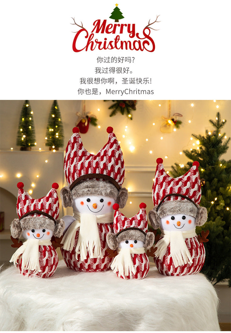 Cross-Border Antler Snowman Doll Christmas Decorations Cute Snowman Doll Christmas Ornaments Christmas Tree Decorations