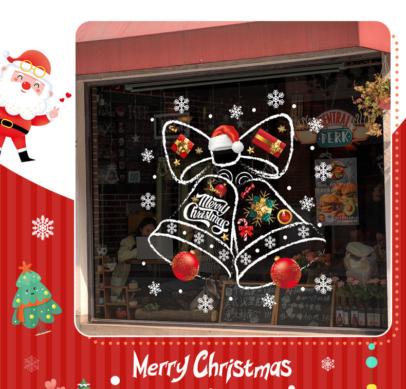 Christmas decorative window stickers glass door stickers Christmas bells creative window mall layout Christmas stickers