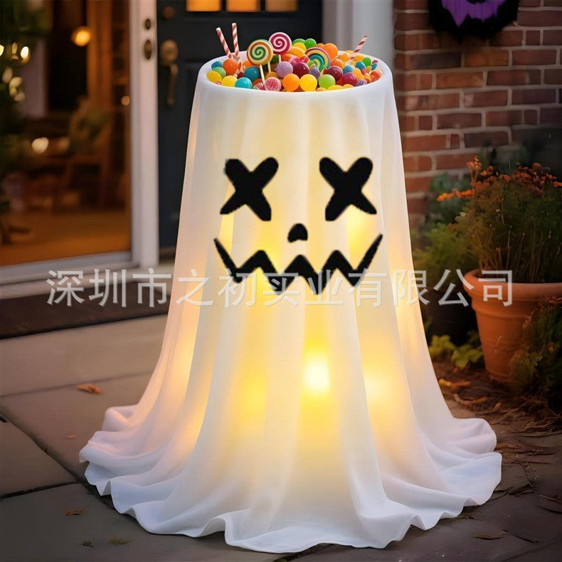Halloween ghost fruit plate ornament, glowing door decoration, pumpkin bucket, candy bucket, cute outdoor decoration