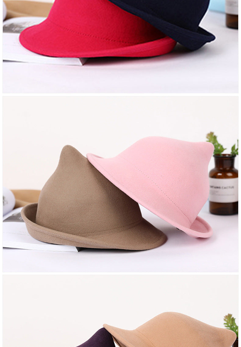 European and American Personalized Magic Hat Pointed Felt Hat Magic Hat Halloween Stage Performance Hat Rolled Edge Wool Witch Hat