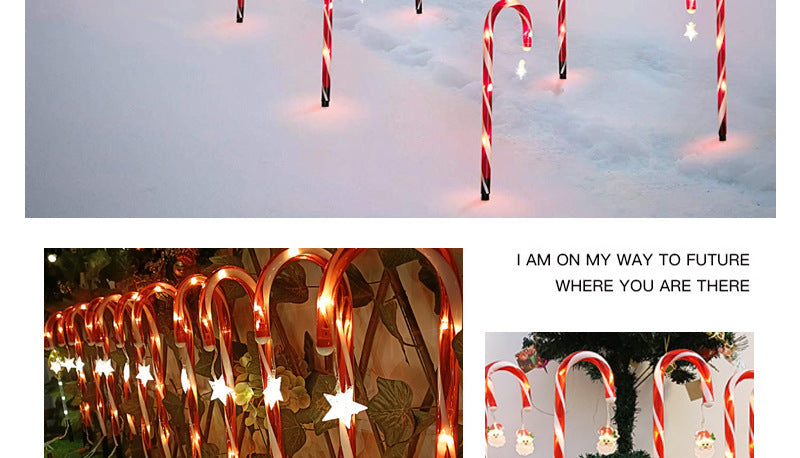 Cross-Border Led Solar Christmas Decoration Cane Light String Lawn Candy Snowflake Ground Lights Garden Lights Outdoor