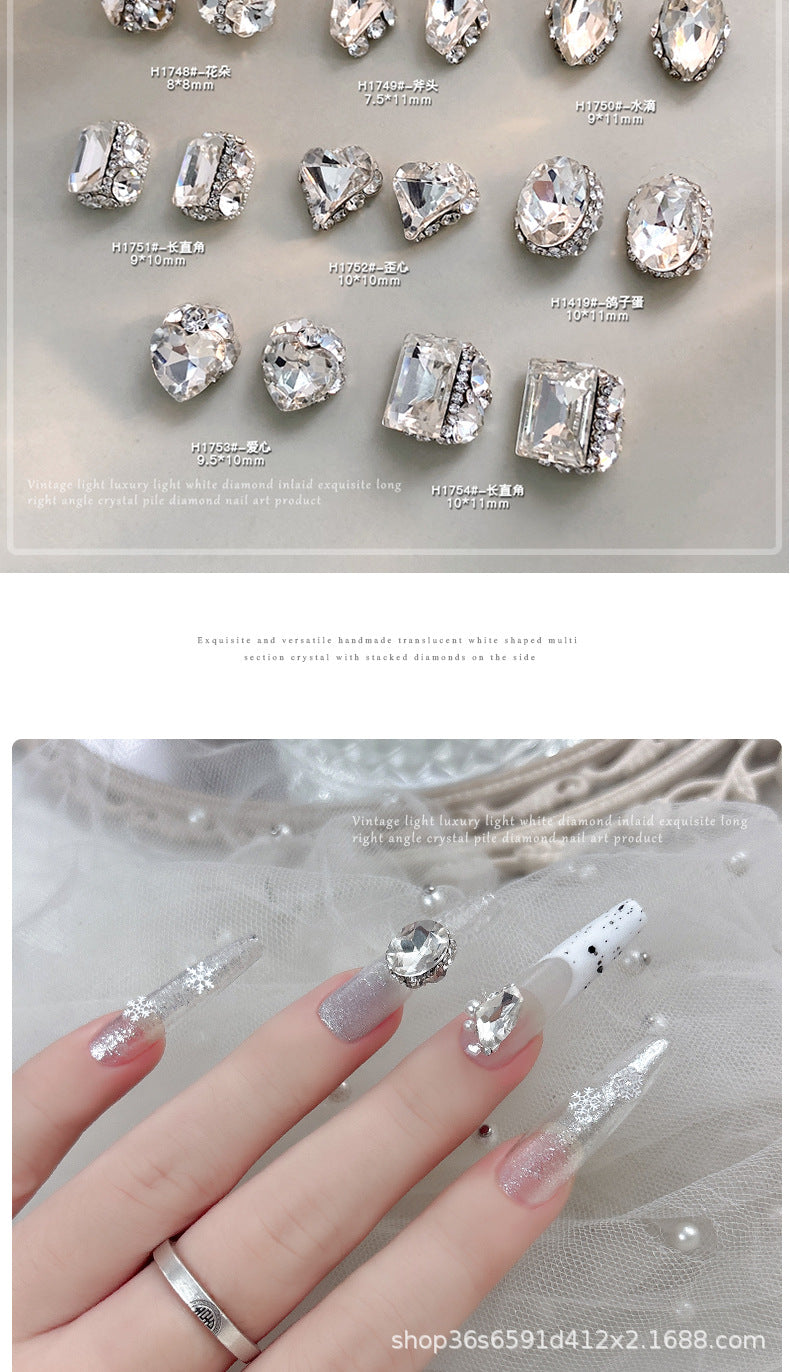 White-transparent finished pile drill nail art accessories high-level hand pile drill ball flash full drill large right angle nail drill accessories