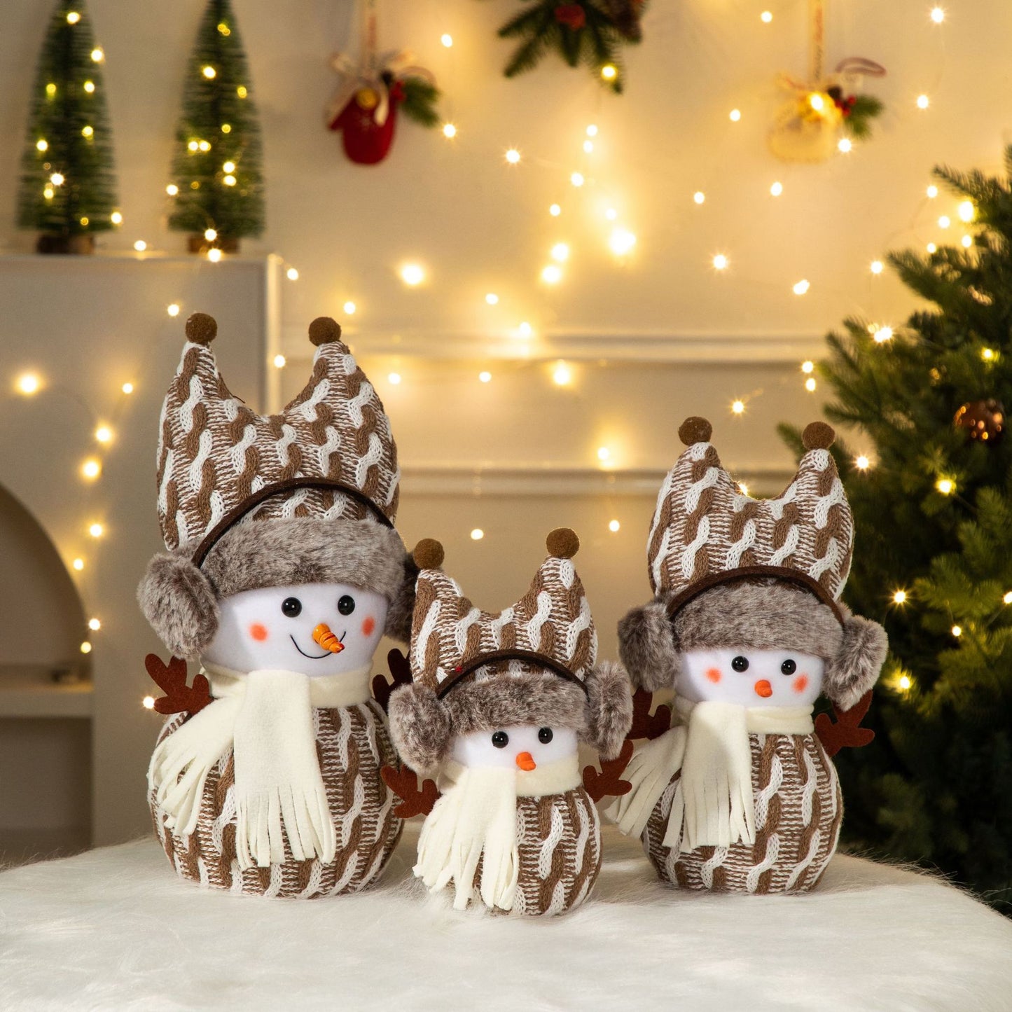 Cross-Border Antler Snowman Doll Christmas Decorations Cute Snowman Doll Christmas Ornaments Christmas Tree Decorations