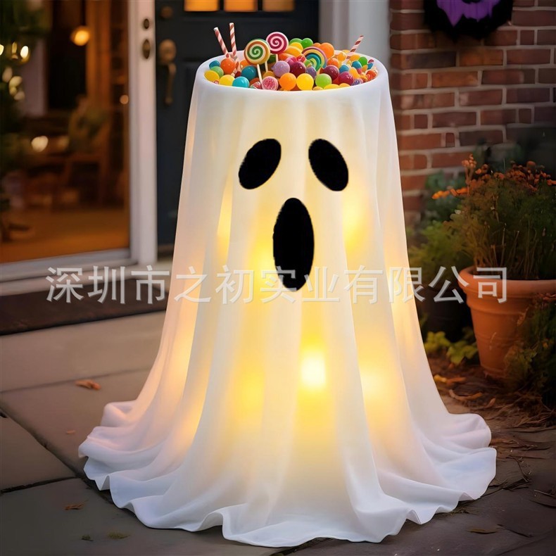Halloween ghost fruit plate ornament, glowing door decoration, pumpkin bucket, candy bucket, cute outdoor decoration