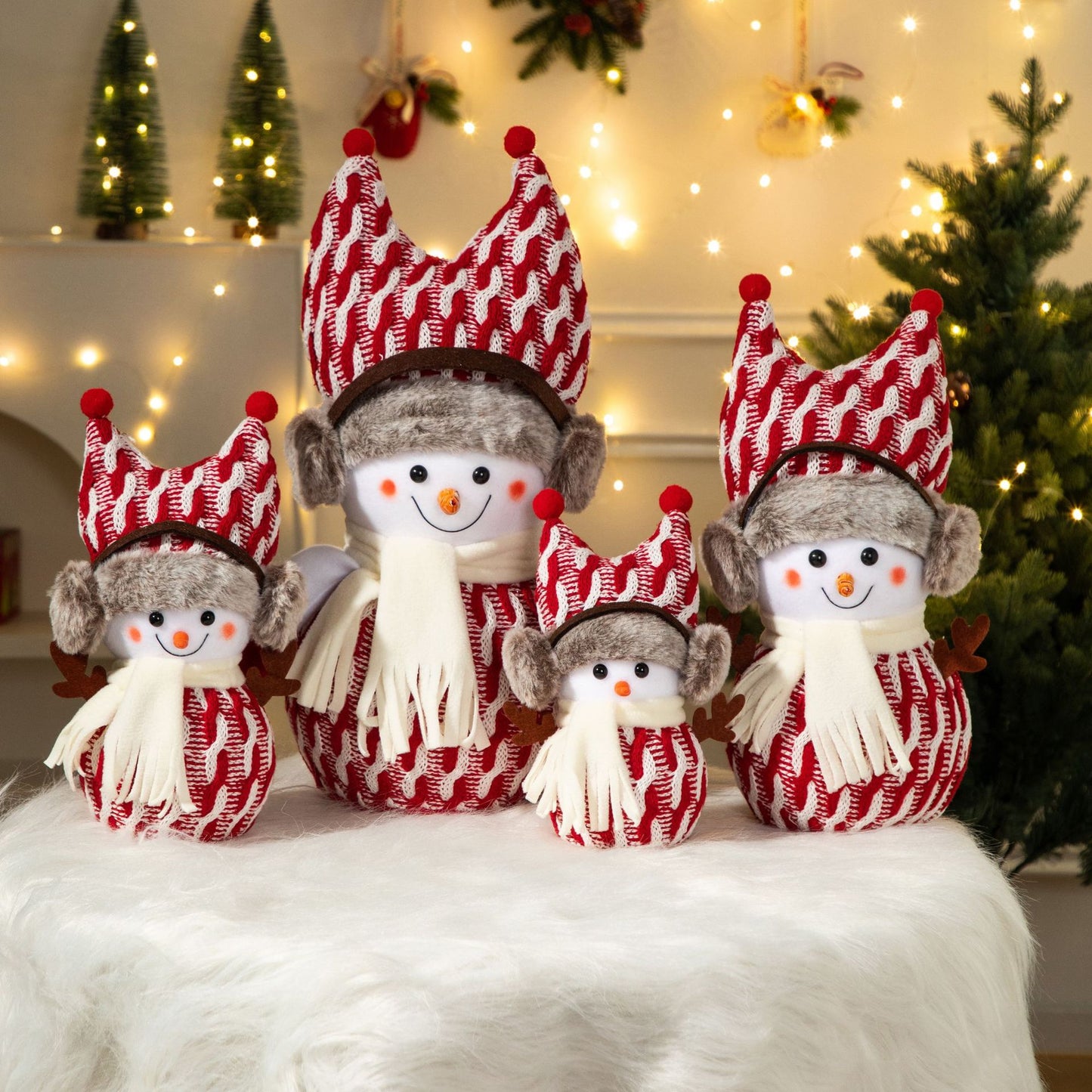 Cross-Border Antler Snowman Doll Christmas Decorations Cute Snowman Doll Christmas Ornaments Christmas Tree Decorations