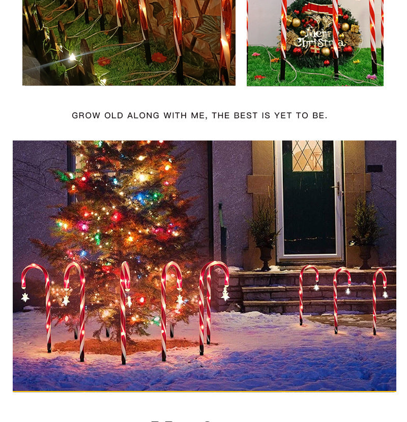 Cross-Border Led Solar Christmas Decoration Cane Light String Lawn Candy Snowflake Ground Lights Garden Lights Outdoor