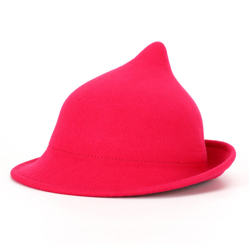 European and American Personalized Magic Hat Pointed Felt Hat Magic Hat Halloween Stage Performance Hat Rolled Edge Wool Witch Hat