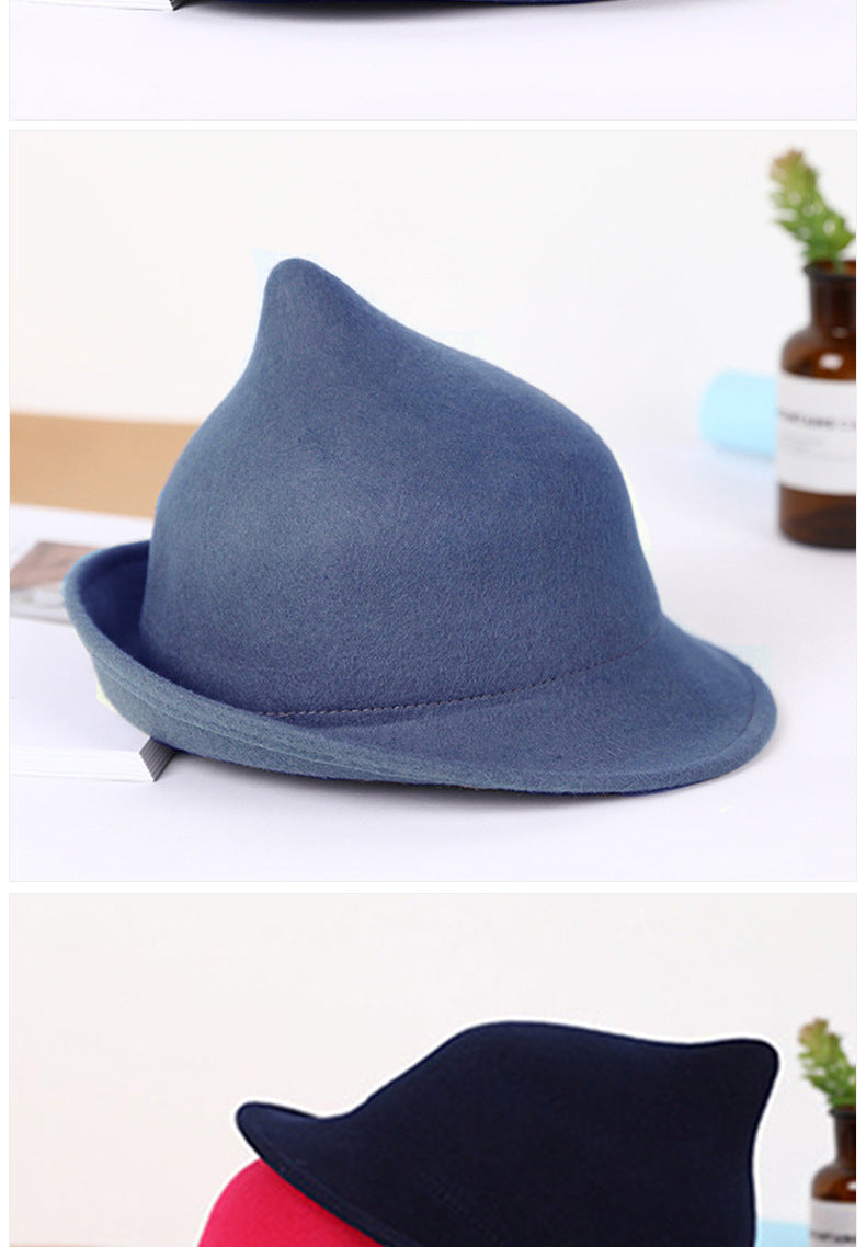 European and American Personalized Magic Hat Pointed Felt Hat Magic Hat Halloween Stage Performance Hat Rolled Edge Wool Witch Hat