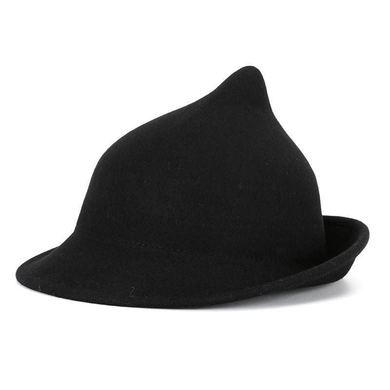European and American Personalized Magic Hat Pointed Felt Hat Magic Hat Halloween Stage Performance Hat Rolled Edge Wool Witch Hat