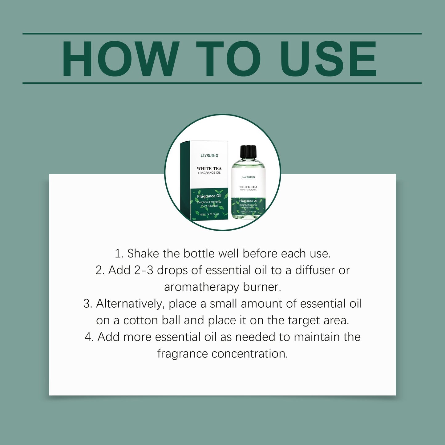 Jaysuing White Tea Fragrance Essential Oil, Long-Lasting Fragrance for Daily Commuting and Dating, Fresh and Skin-Friendly Atmosphere Perfume